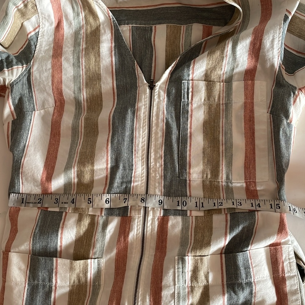 Madewell V-neck Tie-Waist New March Stripe Rusted Tin Boho Jumpsuit size 6 - Picture 8 of 10